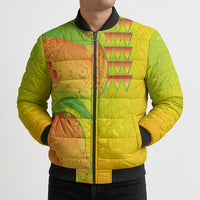 Hawaiian Mango Bomber Puffer Jacket Polynesian Art Pattern and Kakau Tattoo LT03 - Polynesian Pride