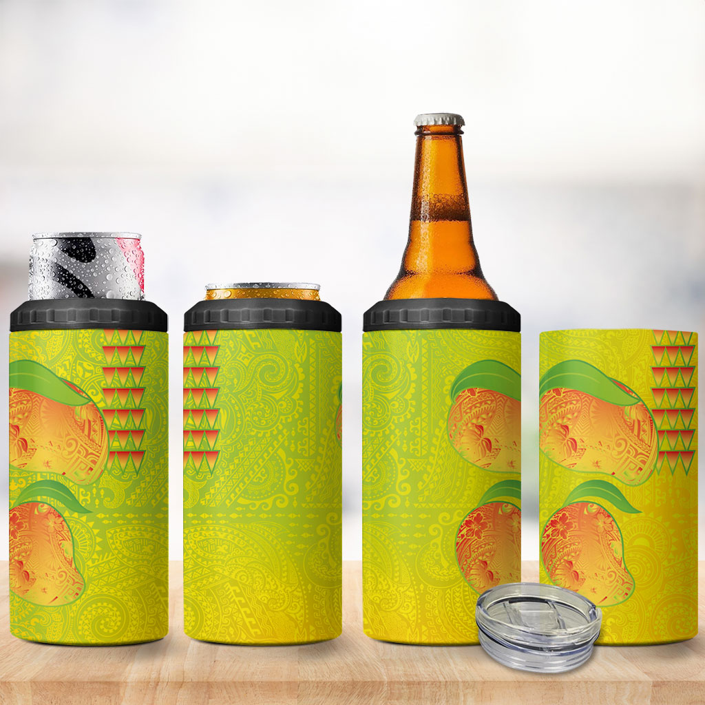 Hawaiian Mango 4 in 1 Can Cooler Tumbler Polynesian Art Pattern and Kakau Tattoo LT03 - Polynesian Pride
