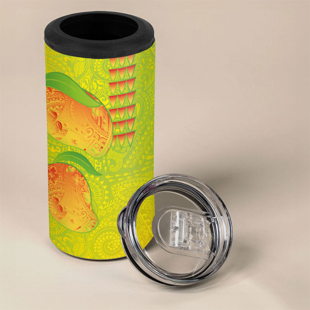 Hawaiian Mango 4 in 1 Can Cooler Tumbler Polynesian Art Pattern and Kakau Tattoo LT03 - Polynesian Pride