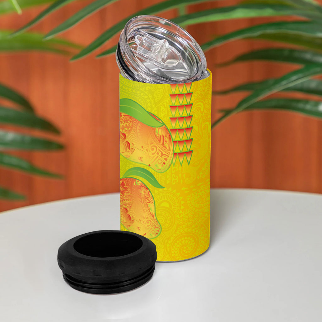 Hawaiian Mango 4 in 1 Can Cooler Tumbler Polynesian Art Pattern and Kakau Tattoo LT03 - Polynesian Pride