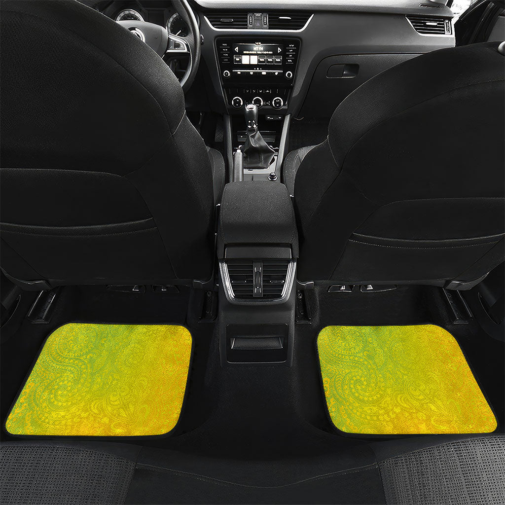 Hawaiian Mango Car Mats Polynesian Art Pattern and Kakau Tattoo LT03 Set 2pcs - Back Yellow - Polynesian Pride