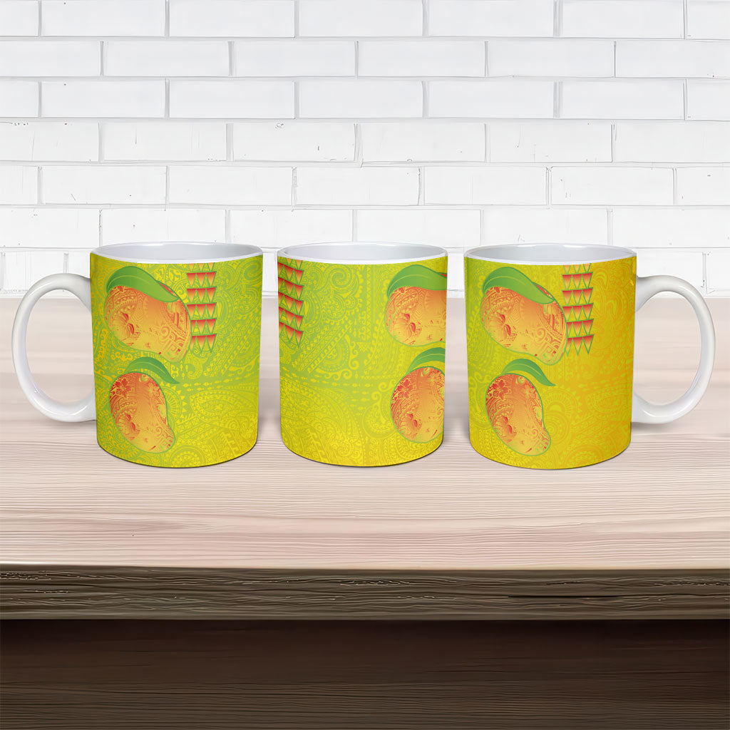 Hawaiian Mango Ceramic Mug Polynesian Art Pattern and Kakau Tattoo LT03 - Polynesian Pride