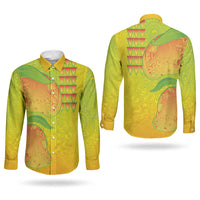 Hawaiian Mango Couples Matching Off Shoulder Short Dress and Long Sleeve Button Shirt Polynesian Art Pattern and Kakau Tattoo LT03 - Polynesian Pride
