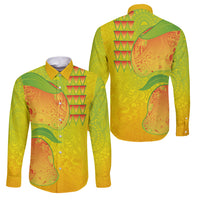 Hawaiian Mango Family Matching Off The Shoulder Long Sleeve Dress and Hawaiian Shirt Polynesian Art Pattern and Kakau Tattoo LT03 Dad's Shirt - Long Sleeve Yellow - Polynesian Pride