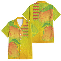 Hawaiian Mango Family Matching Off Shoulder Short Dress and Hawaiian Shirt Polynesian Art Pattern and Kakau Tattoo LT03 Dad's Shirt - Short Sleeve Yellow - Polynesian Pride