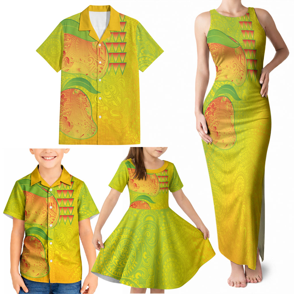 Hawaiian Mango Family Matching Tank Maxi Dress and Hawaiian Shirt Polynesian Art Pattern and Kakau Tattoo LT03 - Polynesian Pride