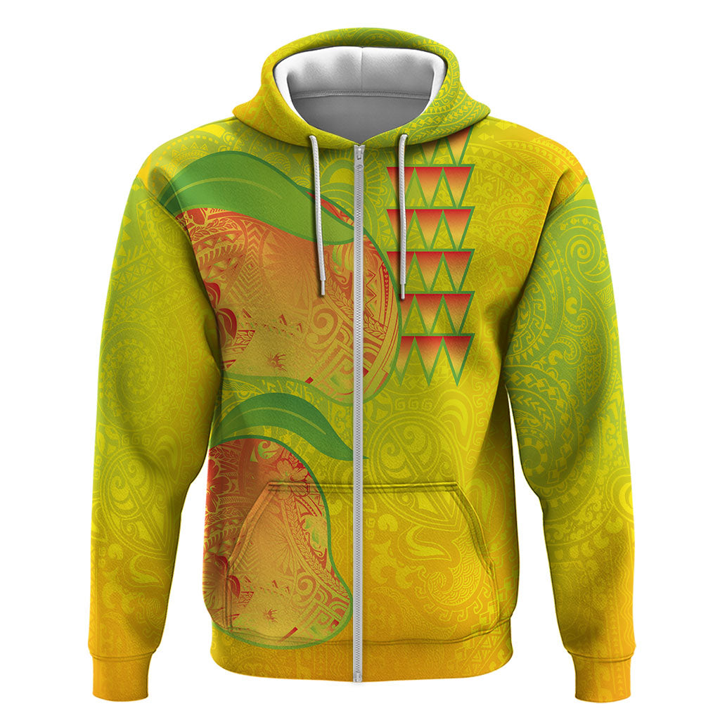Hawaiian Mango Hoodie Polynesian Art Pattern and Kakau Tattoo LT03 Zip Hoodie Yellow - Polynesian Pride