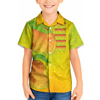 Hawaiian Mango Kid Hawaiian Shirt Polynesian Art Pattern and Kakau Tattoo LT03 Kid Yellow - Polynesian Pride
