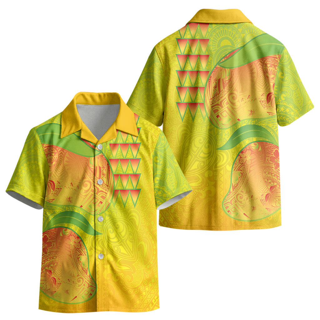 Hawaiian Mango Kid Hawaiian Shirt Polynesian Art Pattern and Kakau Tattoo LT03 - Polynesian Pride