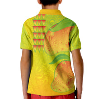 Hawaiian Mango Kid Polo Shirt Polynesian Art Pattern and Kakau Tattoo