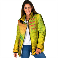 Hawaiian Mango Padded Jacket Polynesian Art Pattern and Kakau Tattoo LT03 Women Yellow - Polynesian Pride