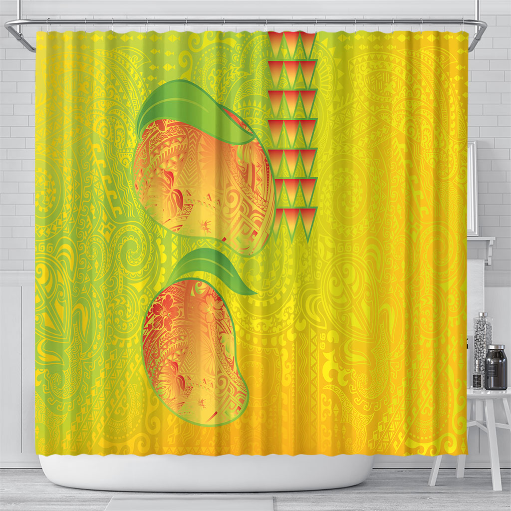 Hawaiian Mango Shower Curtain Polynesian Art Pattern and Kakau Tattoo LT03 - Polynesian Pride