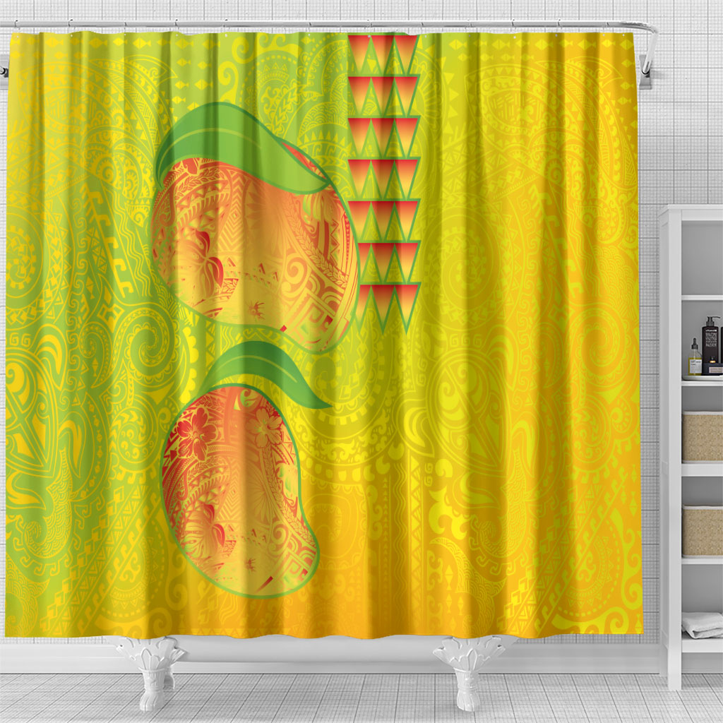 Hawaiian Mango Shower Curtain Polynesian Art Pattern and Kakau Tattoo LT03 - Polynesian Pride
