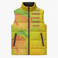 Hawaiian Mango Sleeveless Puffer Jacket Polynesian Art Pattern and Kakau Tattoo LT03 Unisex Yellow - Polynesian Pride