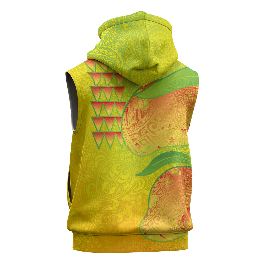Hawaiian Mango Sleeveless Zip Hoodie Polynesian Art Pattern and Kakau Tattoo LT03 - Polynesian Pride
