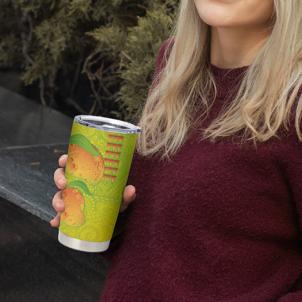 Hawaiian Mango Tumbler Cup Polynesian Art Pattern and Kakau Tattoo
