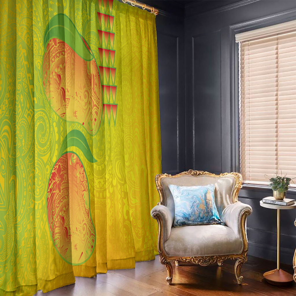 Hawaiian Mango Window Curtain Polynesian Art Pattern and Kakau Tattoo LT03 - Polynesian Pride