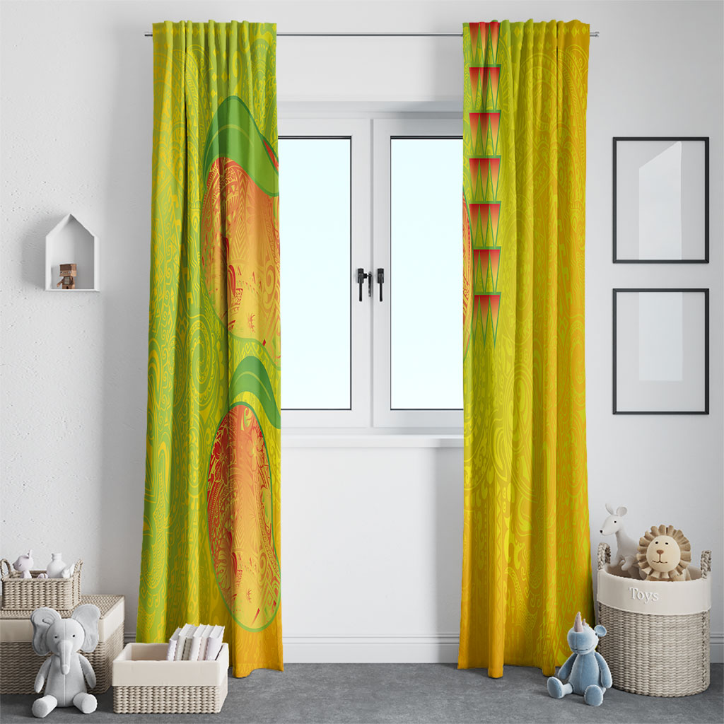 Hawaiian Mango Window Curtain Polynesian Art Pattern and Kakau Tattoo LT03 - Polynesian Pride
