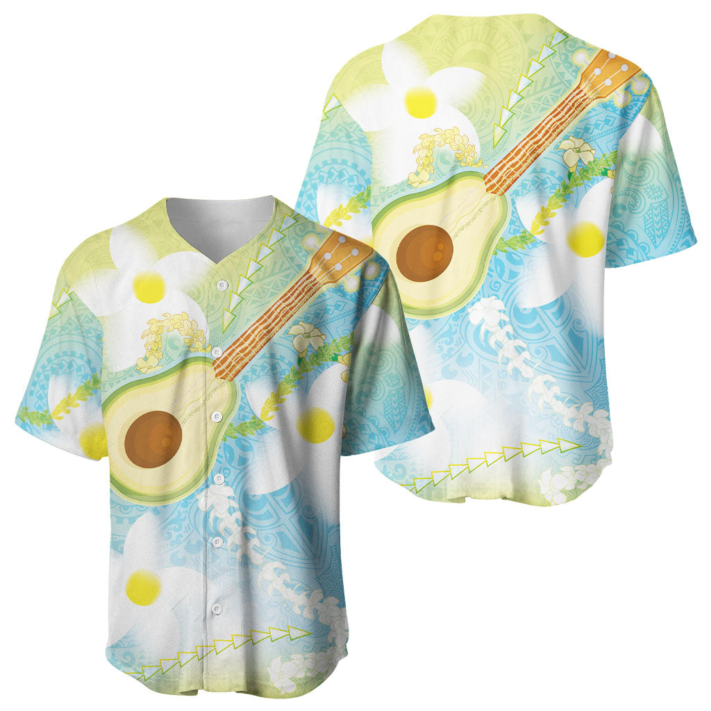 Hawaiian Ukulele Avocado Baseball Jersey Leis and Polynesian Pattern LT03 - Polynesian Pride