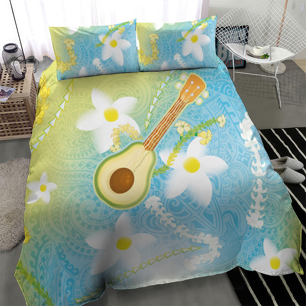 Hawaiian Ukulele Avocado Bedding Set Leis and Polynesian Pattern LT03 - Polynesian Pride