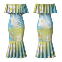 Hawaiian Ukulele Avocado Couples Matching Mermaid Dress and Long Sleeve Button Shirt Leis and Polynesian Pattern LT03 - Polynesian Pride