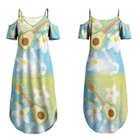 Hawaiian Ukulele Avocado Couples Matching Summer Maxi Dress and Hawaiian Shirt Leis and Polynesian Pattern LT03 - Polynesian Pride