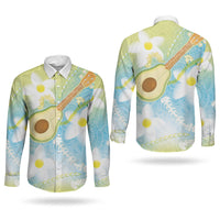 Hawaiian Ukulele Avocado Couples Matching Summer Maxi Dress and Long Sleeve Button Shirt Leis and Polynesian Pattern LT03 - Polynesian Pride