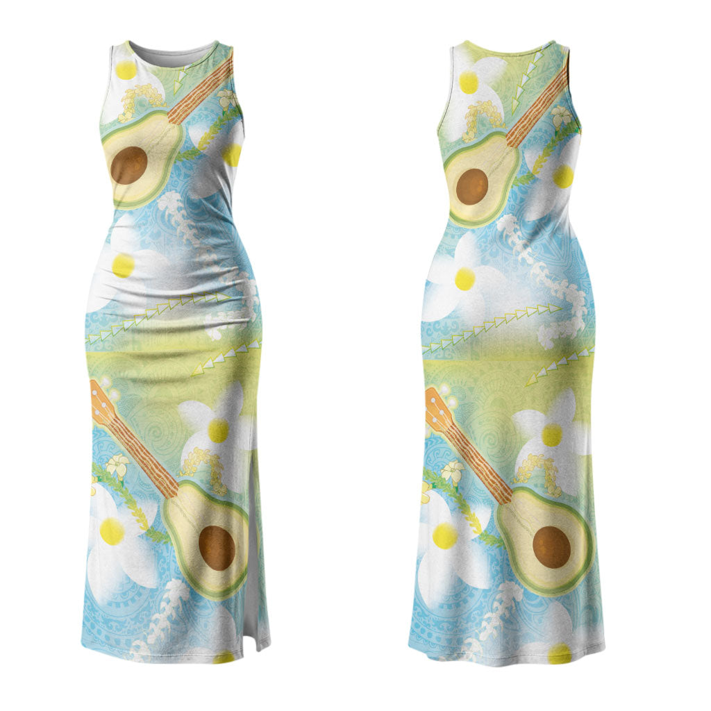 Hawaiian Ukulele Avocado Couples Matching Tank Maxi Dress and Hawaiian Shirt Leis and Polynesian Pattern LT03 - Polynesian Pride