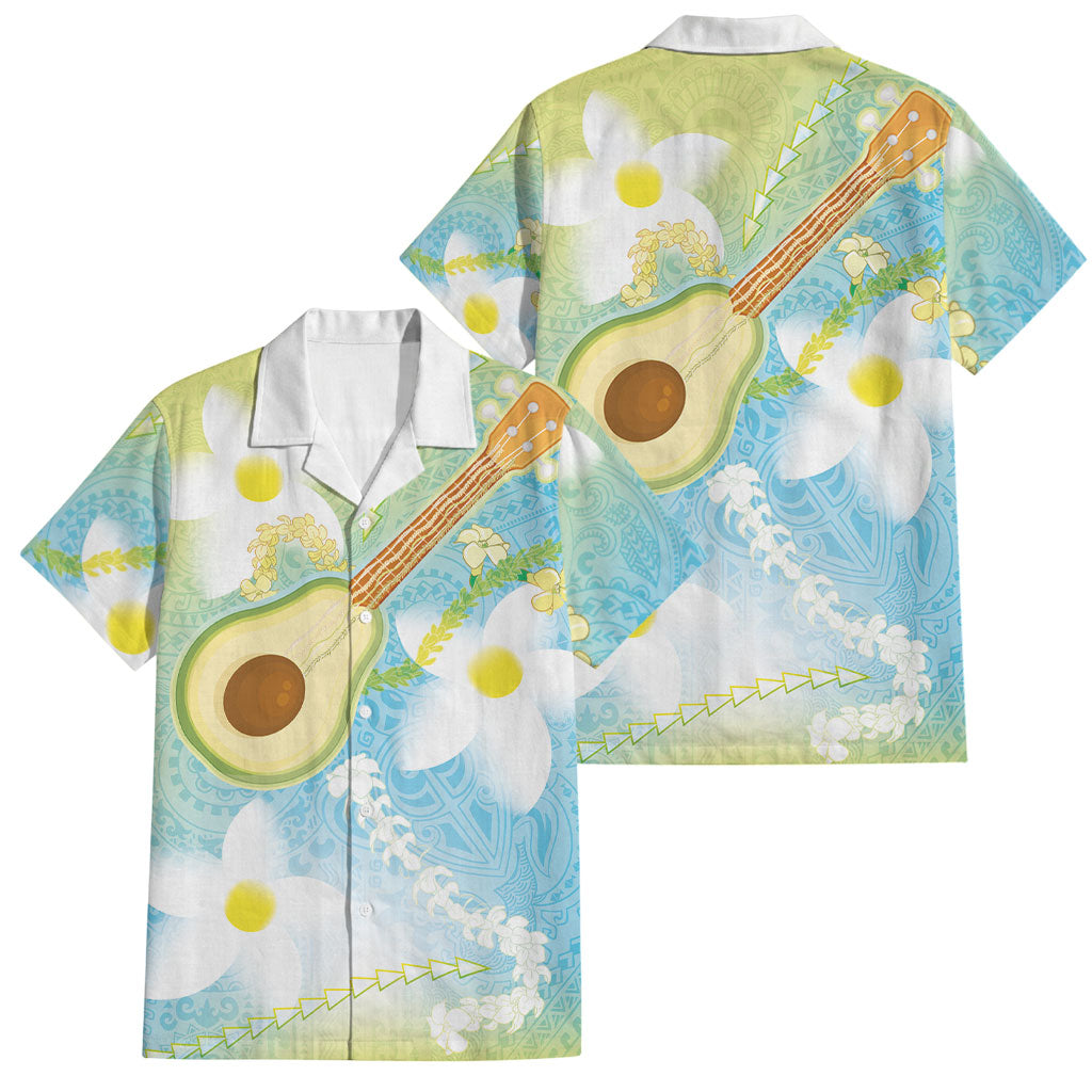 Hawaiian Ukulele Avocado Family Matching Long Sleeve Bodycon Dress and Hawaiian Shirt Leis and Polynesian Pattern LT03 Dad's Shirt - Short Sleeve White - Polynesian Pride