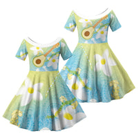 Hawaiian Ukulele Avocado Family Matching Long Sleeve Bodycon Dress and Hawaiian Shirt Leis and Polynesian Pattern LT03 Daughter's Dress White - Polynesian Pride