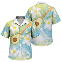 Hawaiian Ukulele Avocado Family Matching Puletasi and Hawaiian Shirt Leis and Polynesian Pattern LT03 Son's Shirt White - Polynesian Pride