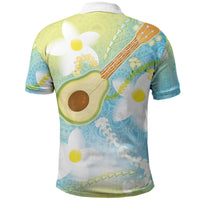 Hawaiian Ukulele Avocado Polo Shirt Leis and Polynesian Pattern