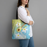 Hawaiian Ukulele Avocado Tote Bag Leis and Polynesian Pattern