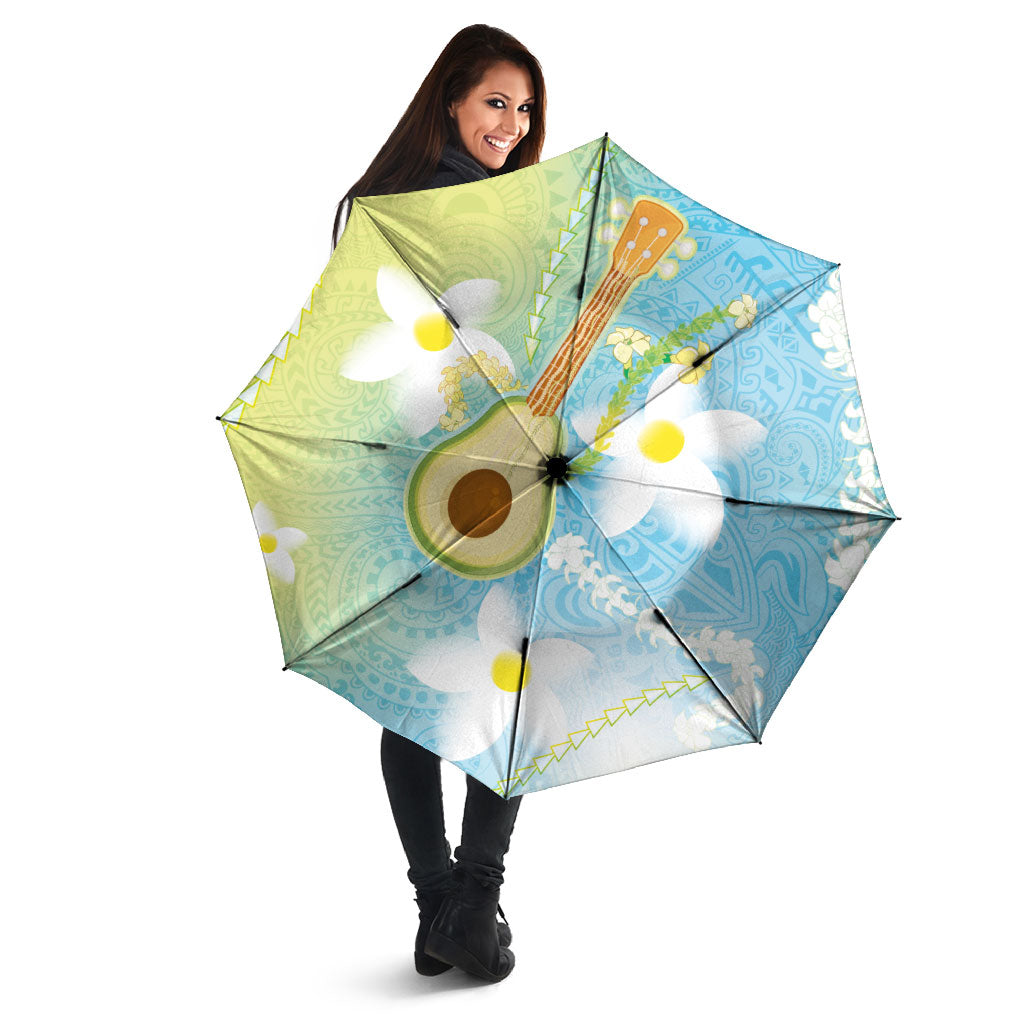 Hawaiian Ukulele Avocado Umbrella Leis and Polynesian Pattern