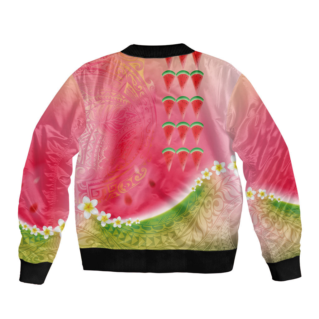 Hawaiian Watermelon Bomber Jacket with Kakau Art Tattoo LT03 - Polynesian Pride