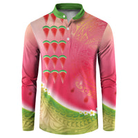 Hawaiian Watermelon Button Sweatshirt with Kakau Art Tattoo LT03 Multicolor - Polynesian Pride