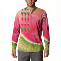 Hawaiian Watermelon Button Sweatshirt with Kakau Art Tattoo LT03 - Polynesian Pride