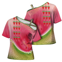 Hawaiian Watermelon Cross Shoulder Shirt with Kakau Art Tattoo LT03 - Polynesian Pride