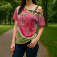 Hawaiian Watermelon Cross Shoulder Shirt with Kakau Art Tattoo LT03 - Polynesian Pride