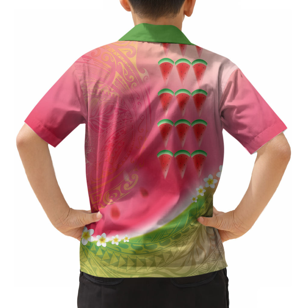 Hawaiian Watermelon Kid Hawaiian Shirt with Kakau Art Tattoo LT03 - Polynesian Pride