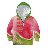 Hawaiian Watermelon Kid Hoodie with Kakau Art Tattoo LT03 Zip Hoodie Multicolor - Polynesian Pride