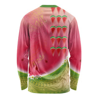 Hawaiian Watermelon Long Sleeve Shirt with Kakau Art Tattoo LT03 - Polynesian Pride