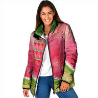 Hawaiian Watermelon Padded Jacket with Kakau Art Tattoo LT03 Women Multicolor - Polynesian Pride