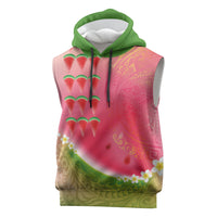 Hawaiian Watermelon Sleeveless Hoodie with Kakau Art Tattoo LT03 Multicolor - Polynesian Pride