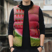 Hawaiian Watermelon Sleeveless Puffer Jacket with Kakau Art Tattoo LT03 - Polynesian Pride
