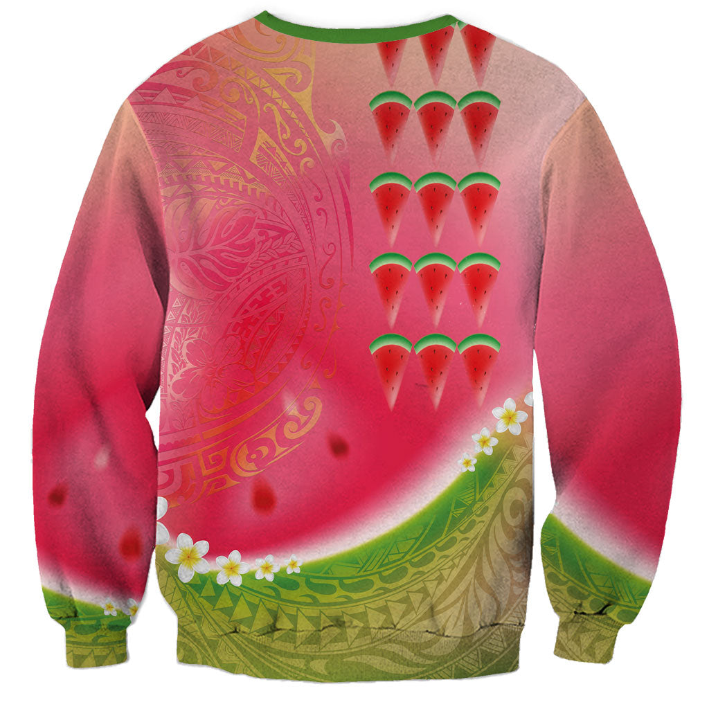 Hawaiian Watermelon Sweatshirt with Kakau Art Tattoo LT03 - Polynesian Pride