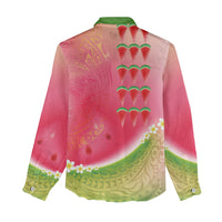 Hawaiian Watermelon Women Casual Shirt with Kakau Art Tattoo LT03 - Polynesian Pride