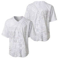 Tonga Faka Sepitema Baseball Jersey Ngatu Pattern with Plumeria and Hibiscus