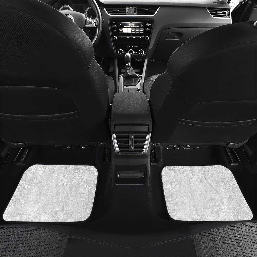 Tonga Faka Sepitema Car Mats Ngatu Pattern with Plumeria and Hibiscus LT03 Set 2pcs - Back White - Polynesian Pride