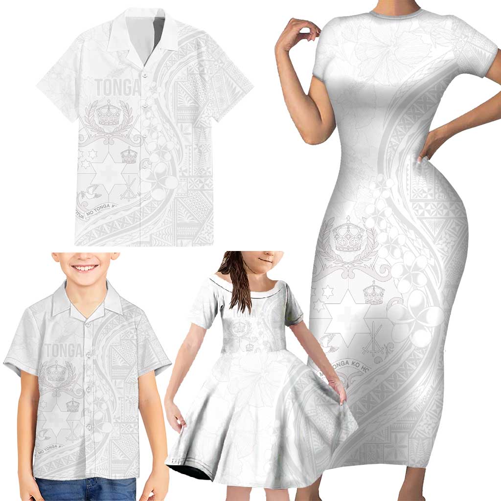 Tonga Faka Sepitema Family Matching Short Sleeve Bodycon Dress and Hawaiian Shirt Ngatu Pattern with Plumeria and Hibiscus